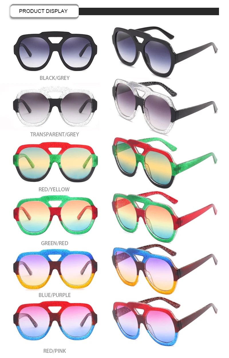 Fashion Designer Oversized Round Big Rainbow Frame PC Women Sunglasses