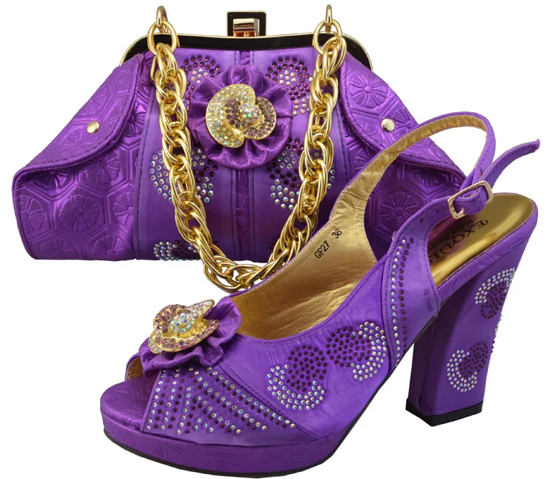 purple shoes and bag for wedding