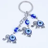 Turkish blue evil eyes lucky elephants pendant key chain car bag pendant
