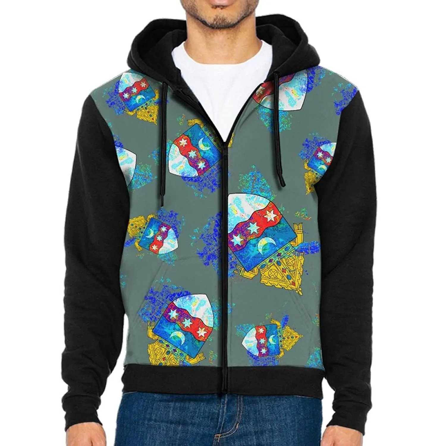 E8F1 Hoodies Portland Oregon Neon Men Hip Hop Hoodie Pullover With Pockets