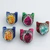 CH-JCR0129 wholesale pave crystal druzy rings,fashion stone jewelry ring,snakeskin leather adjustable ring