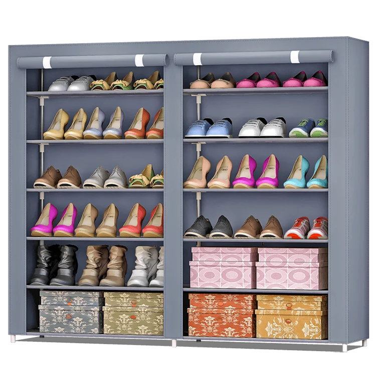 Double Rows Home Shoe Rack Shelf Storage Closet Organizer Cabinet Portable Cover 