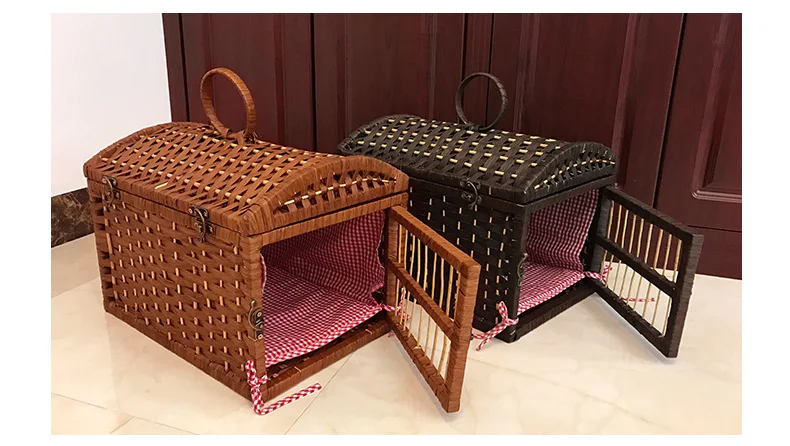Ecofriendly Wicker Pet Carrier Nature Dog House Cat