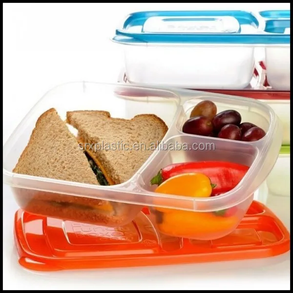 New Plastic Lunch Boxes 3 Compartment Bento Lunch Box Containers Set