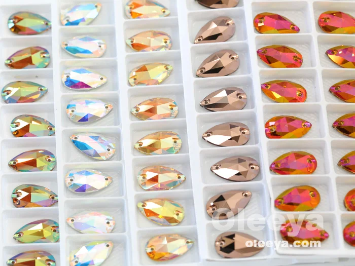 Colorful 5A Quality 13*18mm Pear Shape Crystal ab Sew on Gems Rhinestone Stone for Wedding Dress Bridal Gown Decorations