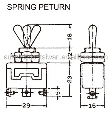 3 Pole Spring Return ON->(ON) Toggle Switch, Snap Switch (1121A), View ...