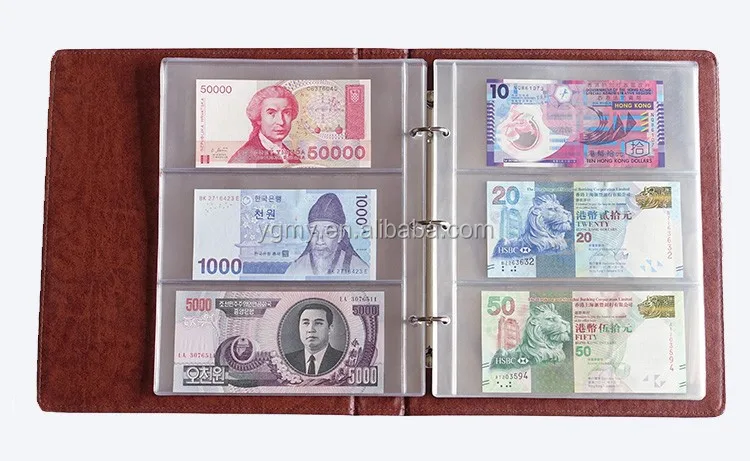 Durable Transparent PVC Paper Banknotes Box Money Coin Page Paper Album Holder G 