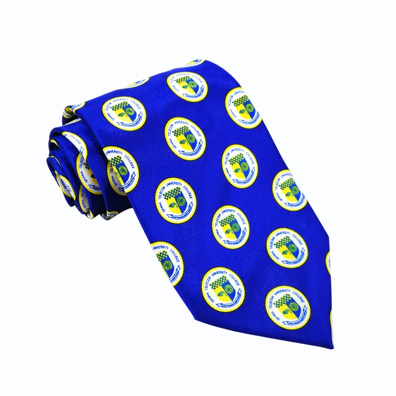 
college classics dress neck tie 100% polyester royal blue and white 