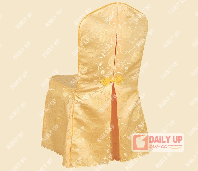 Jacquard Banquet Chair Cover for Wedding Polyester Damask Ruffled Chair Cover Hotel Polyester Stretch Chair Cover for Party Hall