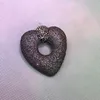 PM1454 Black Lava Heart Shape Pave Rhinestone Charm Pendant 55x52mm