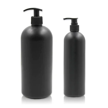 Empty 500ml 1 Litre Hdpe Matte Black Pump Plastic Shampoo Bottle - Buy ...