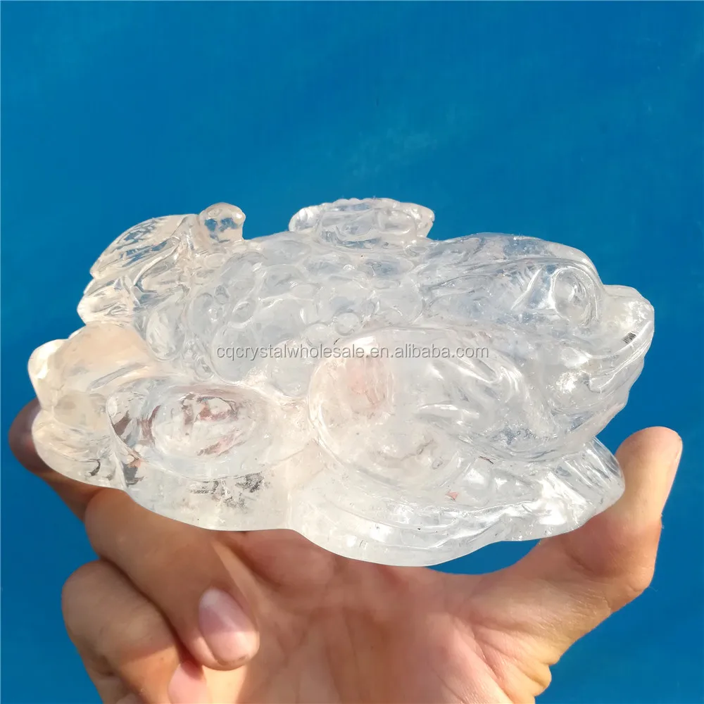 Lucky Clear Crystal Carving Money Frog And Toad Crystal Home Decoration