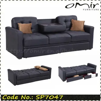 E Saving Furniture Click Clack Sofa Bed With Drawers Sp7047 Leather Sleeping Multi Function