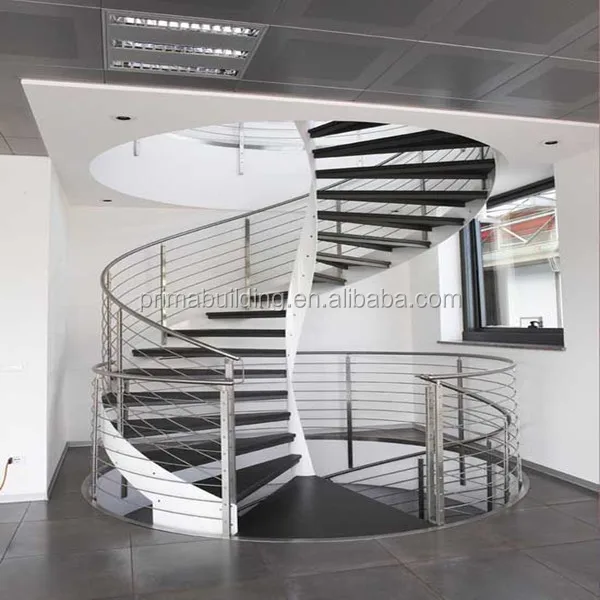 Escalera Recta Moderna Con Suelo De Madera Dura,Barandilla De Metal