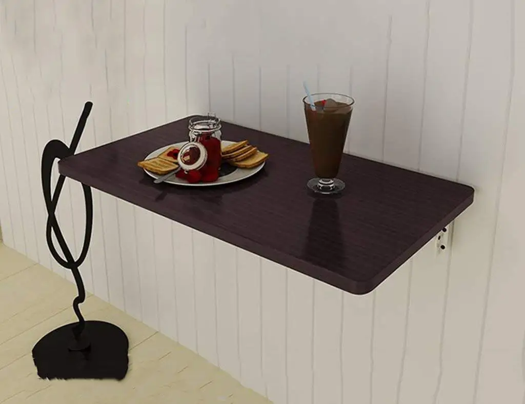 Mmdp Foldable Dining Table Office Table Computer Desk Learning Table Wall-mounted Desk Size Optional (Color : Black walnut color, Size : 9050cm)
