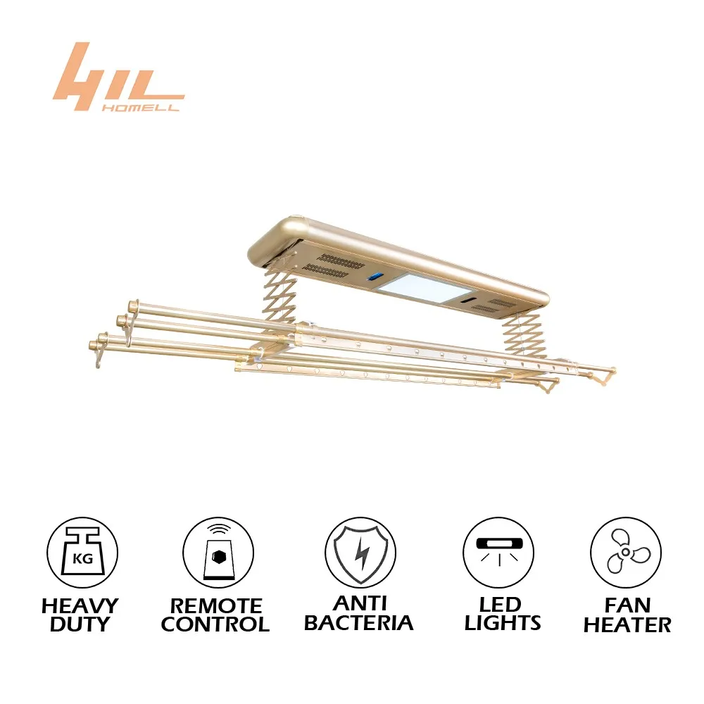 Ceiling Electric Remote Automatic Lifting Clothes Hanger With Uv Light