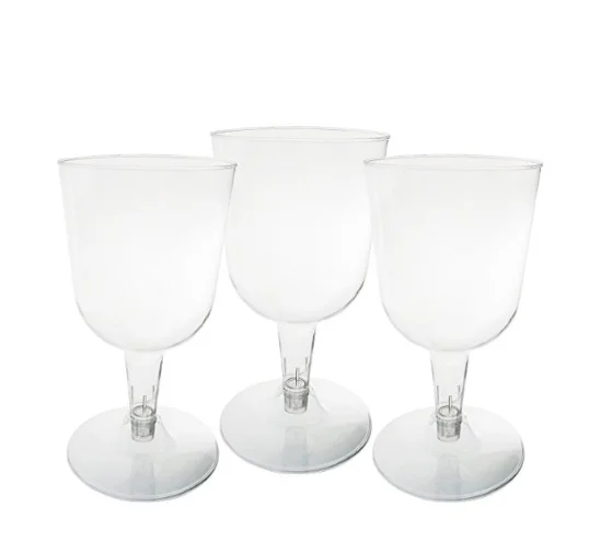 clear plastic wine goblets
