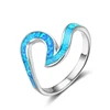 925 Sterling Silver Filled White Fire Opal Wave Rings Women Wedding Engagement Jewelry