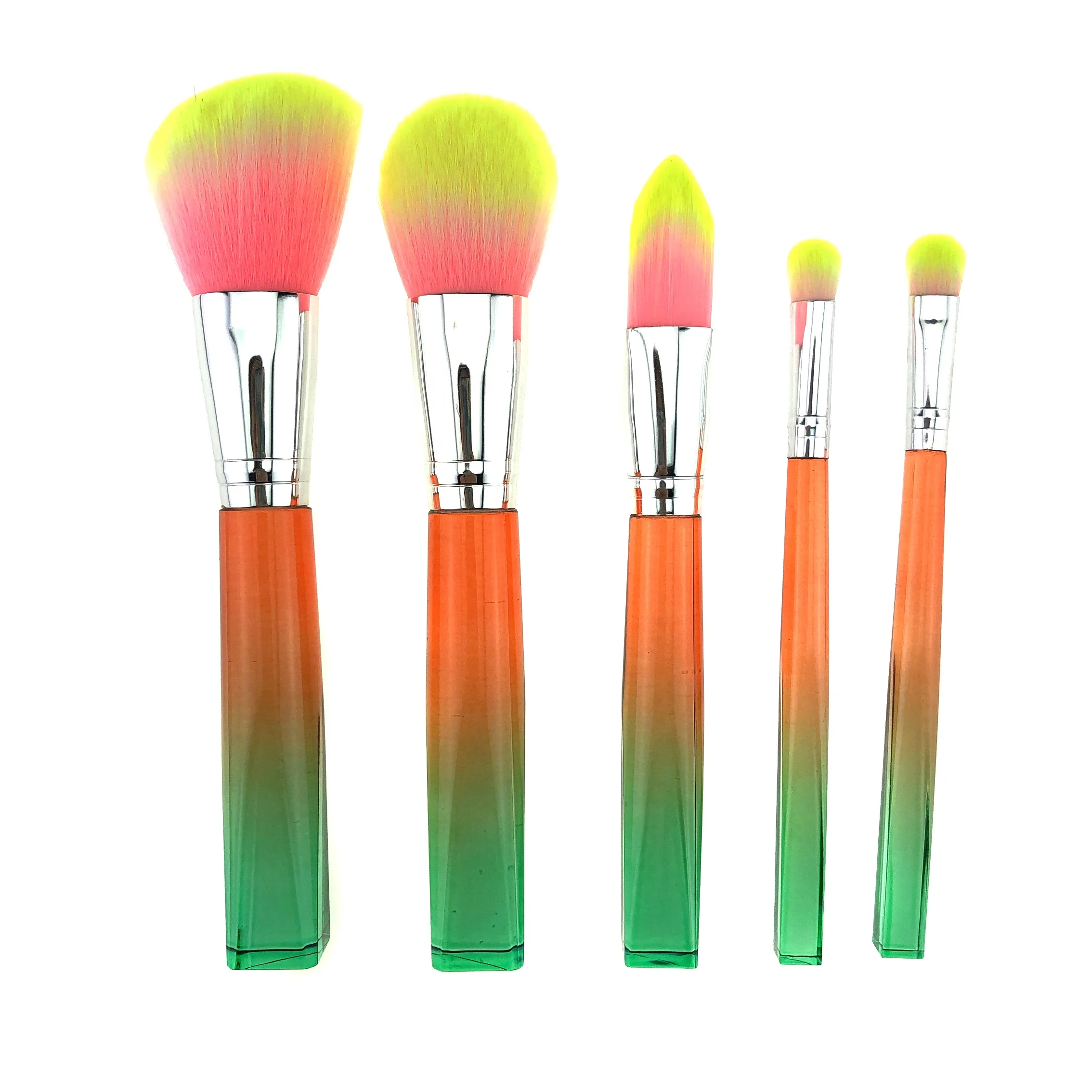 nylon custom elegant wholesale personalized accessories plastic orange yellow for eyes blending green marble makeup brushes