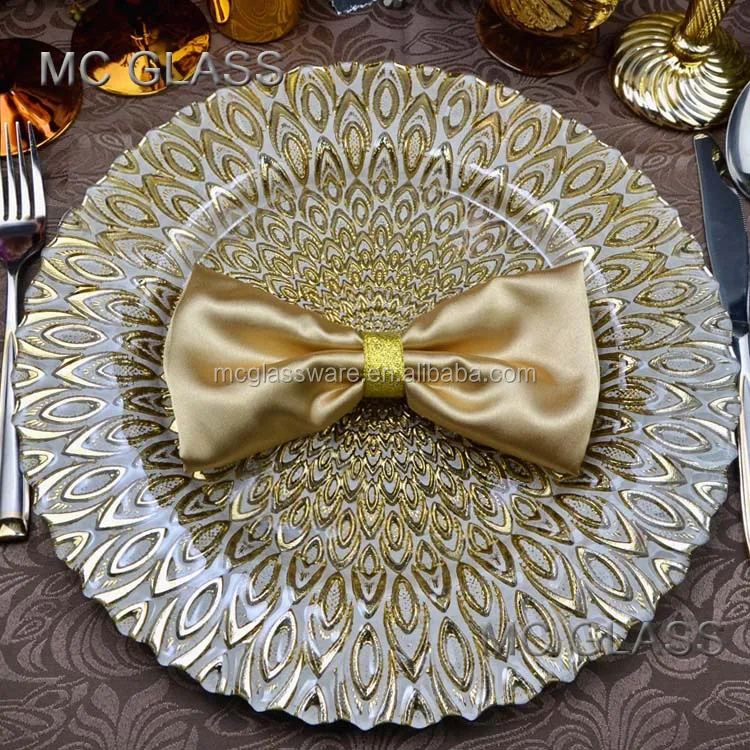 13 Inch Cheap Decorative Wedding Events Catering Purple Peacock Charger