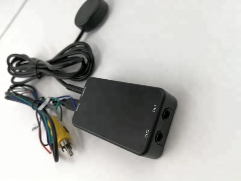 Newest 4 pin connector car sound /trigger / button control quad camera control box split screen parking aid box