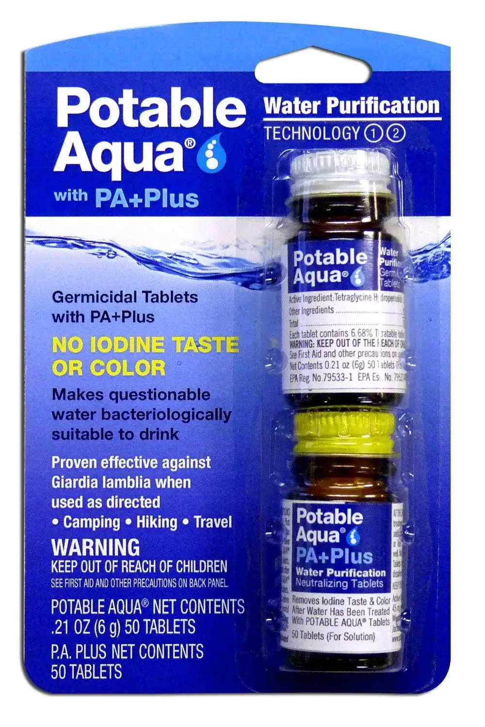 Potable Aqua Water Purification Value Pack 100 Tablets + PA Plus 100 Tablets Super Saver Size Package- 200 Tablets Total
