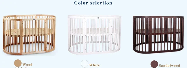 Bisini American Styled Convertible Round Crib Solid Wood New Born