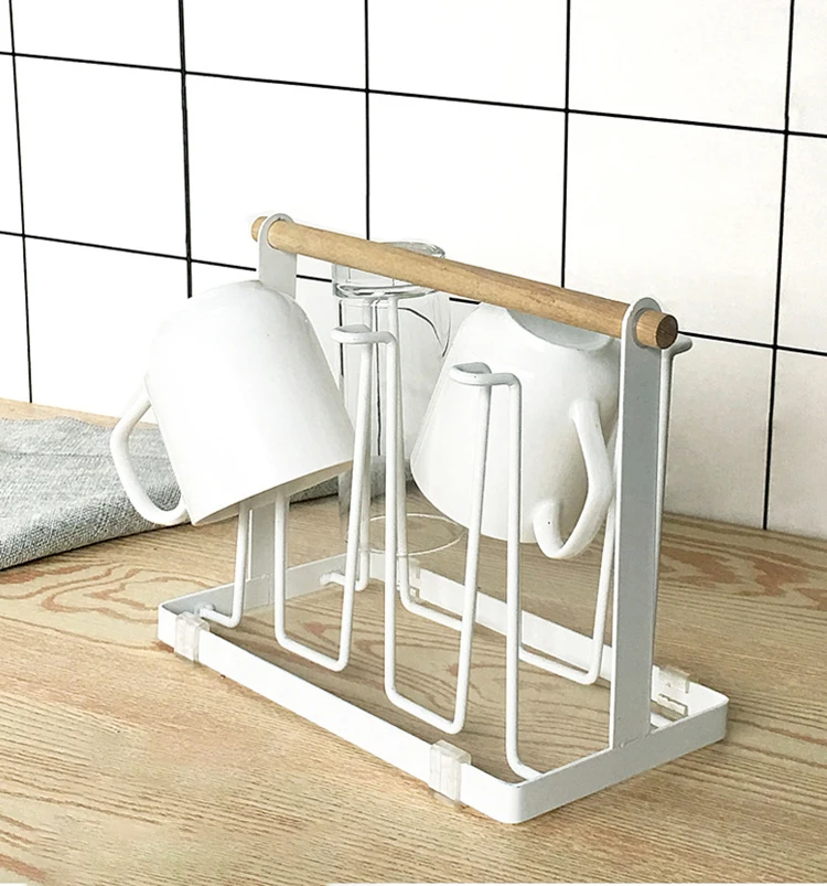 New Iron Metal Craft Japanese Upside-down Cup Drain Rack Glass Hanger Shelf Container Cup Drying Holder Kitchen Accessories