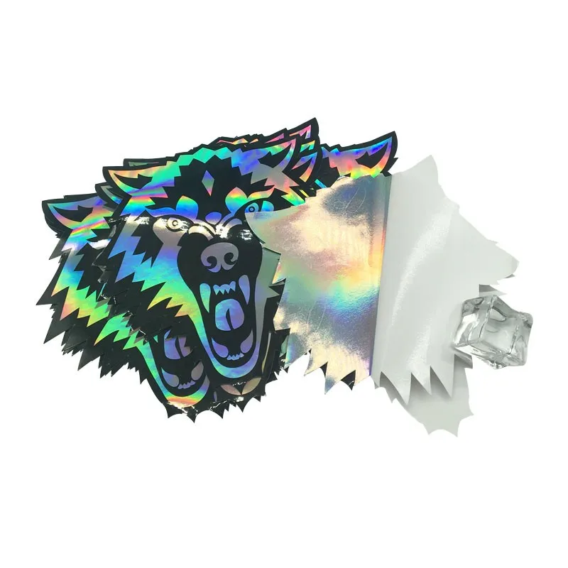 定制美丽的 holo 闪耀模切贴纸在印刷粘合剂防水全息乙烯贴纸上