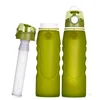 Personal Portable Sport Activated Carbon Filter Purifier Silicone Water Bottle