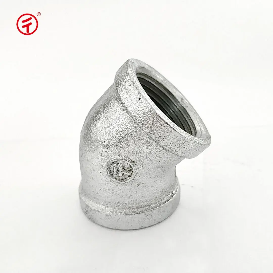 批发120 女式弯头可锻铸铁管件 45 度产品制造