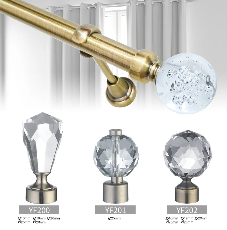 Fashional Decorated Glass Crystal Curtain Rods Finials Buy Crystal