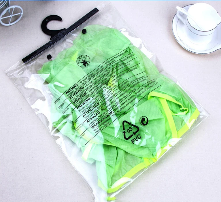 Double Closure Clear Hanger Hook Plastic Bags With Snap Button - Buy ...