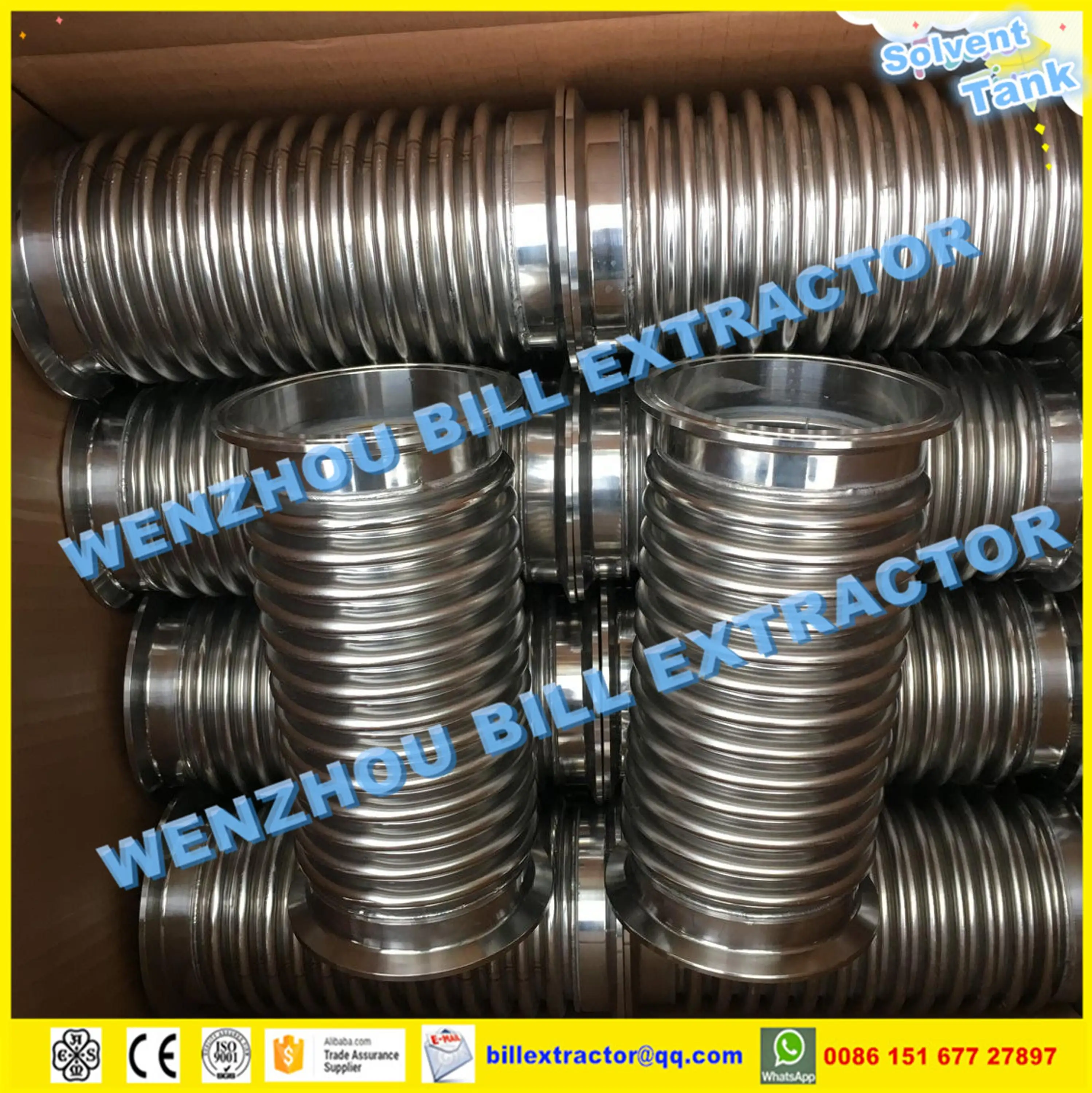 Stainless Steel Dn 80 Triclamp Flexible Hose With Bellow 200mm Long