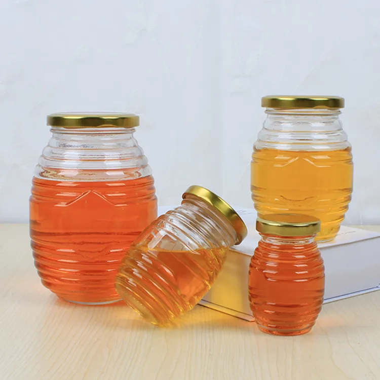 100ml 200ml 350ml 750ml Glass Bee Honey Jars,Empty Honey Storage Jars