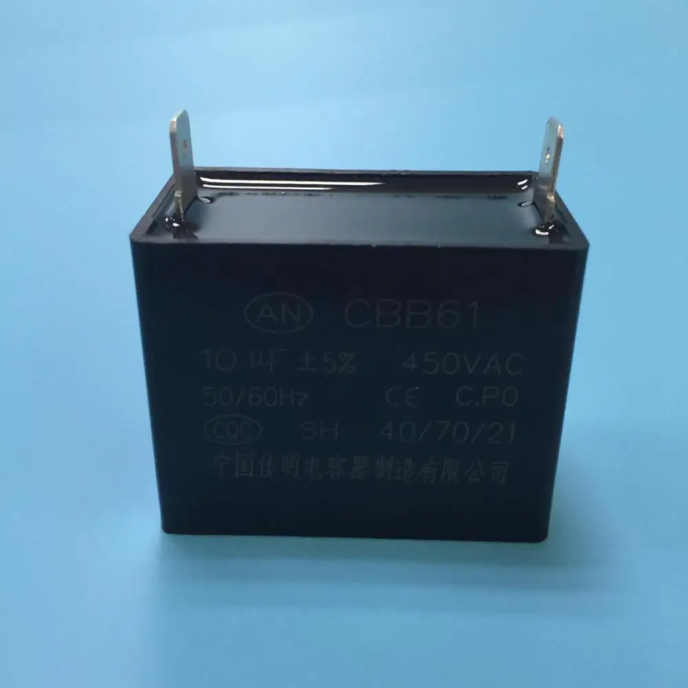 US CBB61 AC450V 6uF Black Rectangle Air Conditioner Fan Motor Running Capacitor