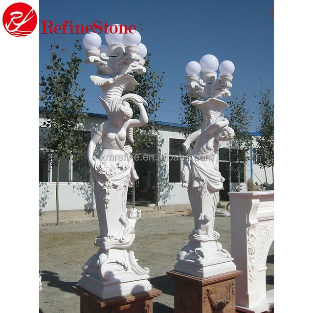 western style grade a marble statue with lamp