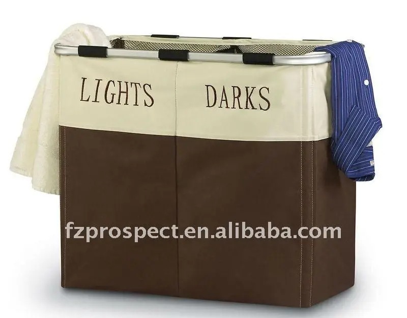 Lights And Darks Dual Sort Laundry Hamper With Portable Drawstring Lights And Darks Dual Sort Laundry Hamper With Portable Drawstring Mesh Liner Wooden Product On
