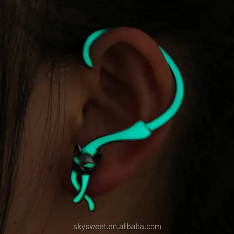 Fashion Animal Cat Earrings Punk Style Glow In The Dark Fashion Animal Cat Earrings Punk Style Glow In The Dark Swtaa1209 Earring Led Ear Cuff Product On Alibaba