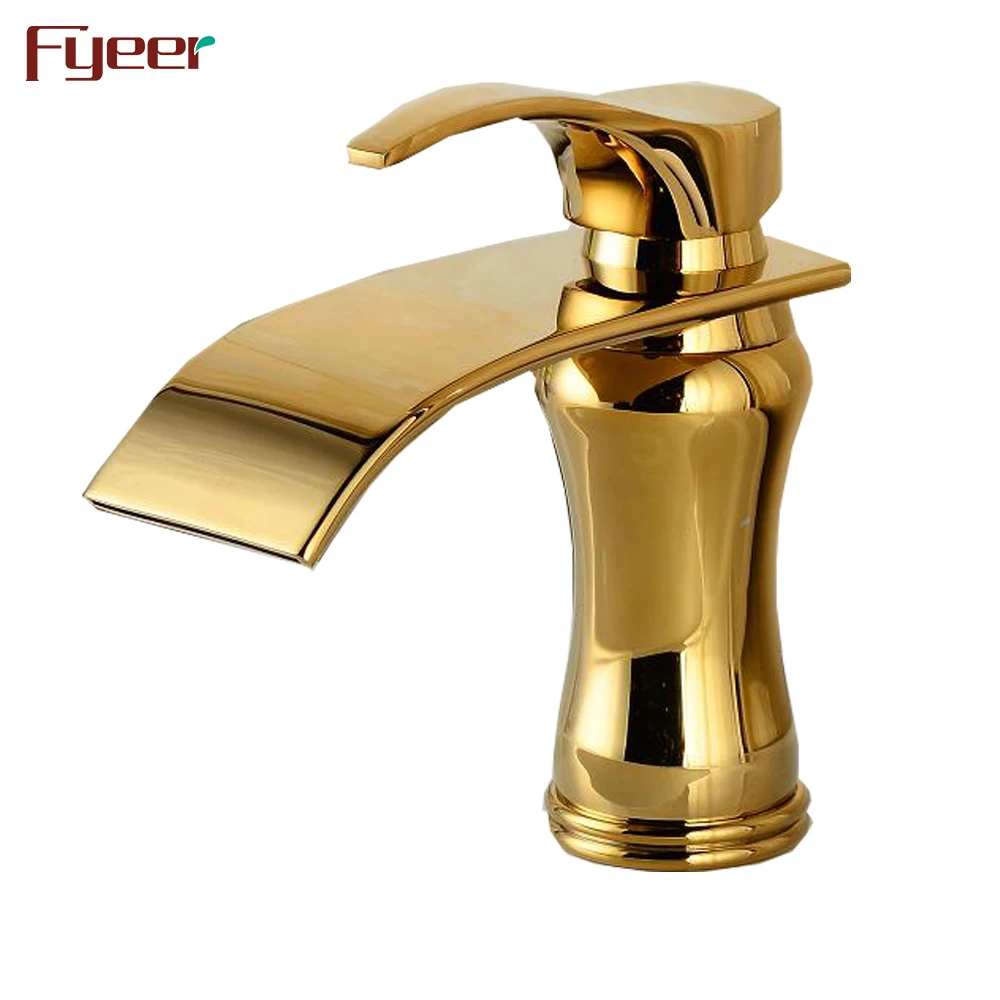 单杆浴室水龙头水龙头瀑布金色水龙头