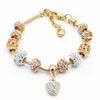 2019 Gold Charms Bracelets OEM bracelet for Women Girls Jewellery Diy Jewelry Ladies Heart Pendant Glass Beads Bracelet