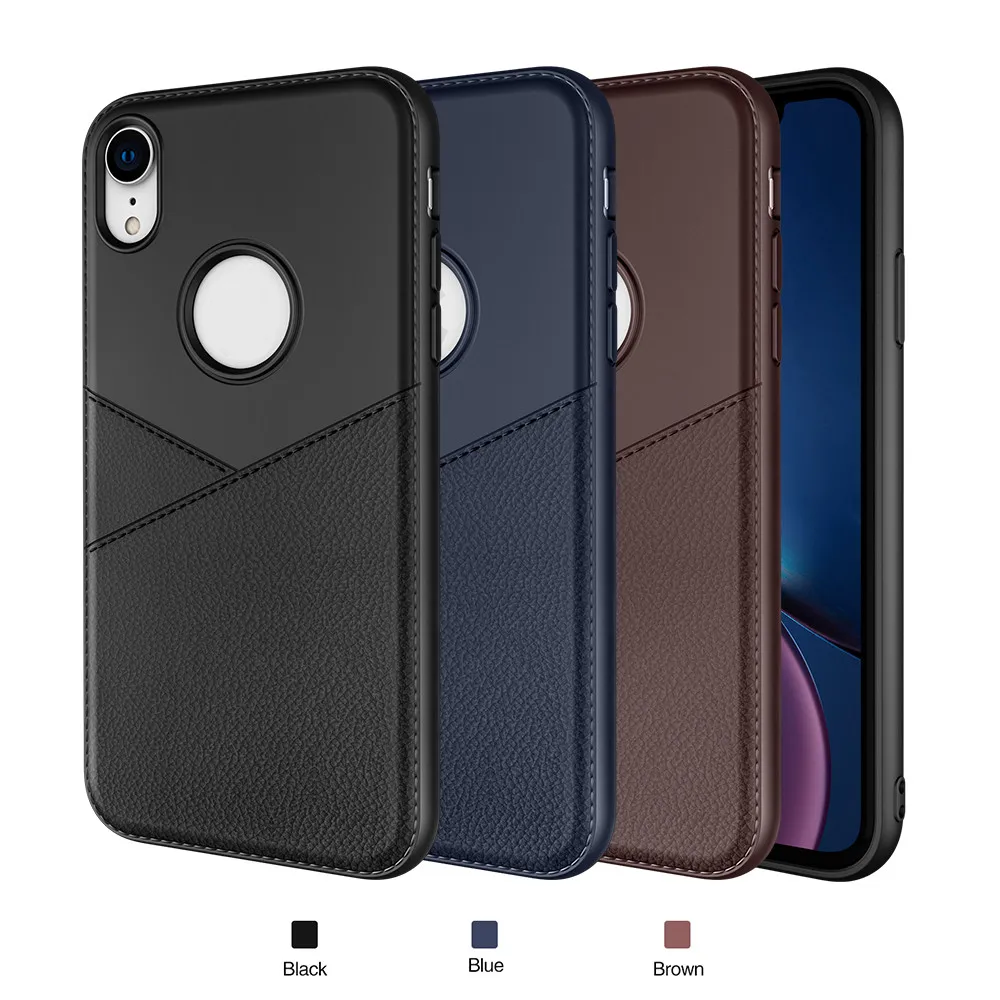 Slim Business Style Leather Pattern Case for iPhone XR Soft TPU Cover