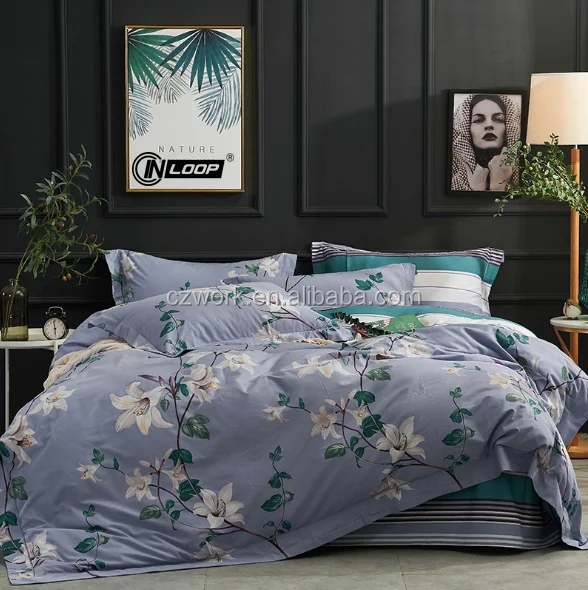 100% egyptian cotton 60s brushed satin fabric bed sheet set soft