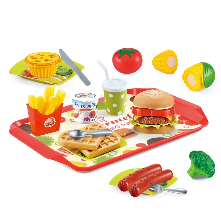 8PCS Plastic Children Kids Hamburger Chips Cola Food Pretend Role Play Set EJB 