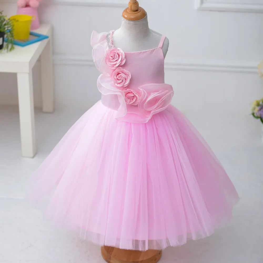 2017 Frock Design One Piece Girls Party Gown Dress Flower Girl Tulle