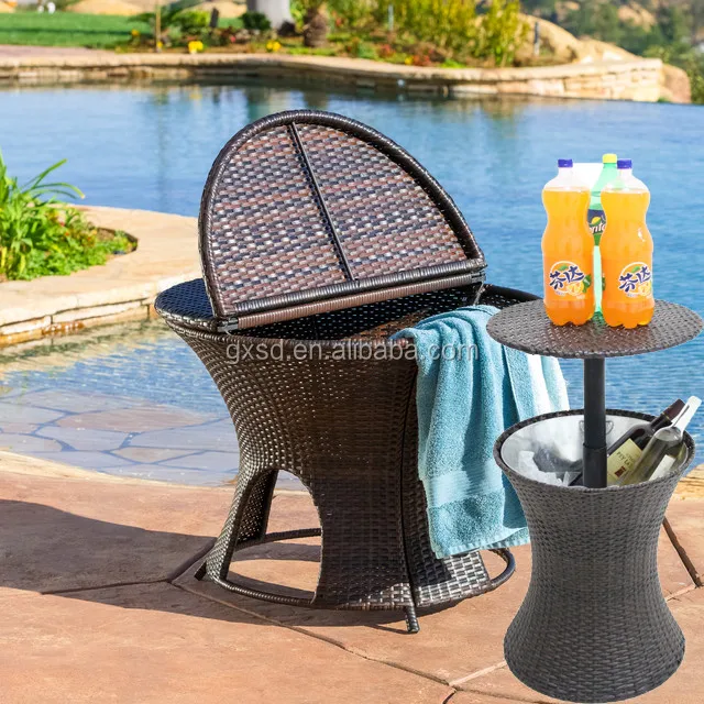 S&d Multifunction Adjustable Coffee Table Outdoor Bottle Ice Bucket