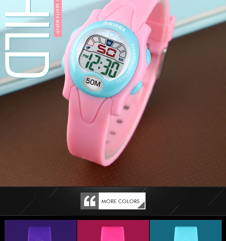 Skmei 1478 цифровые часы для девочек, детские наручные часы, спортивные силиконовые часы