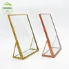 wedding favor centerpiece name card holder wall hanging/ stand photo display brass clear glass mirrored pictured frames in bulk