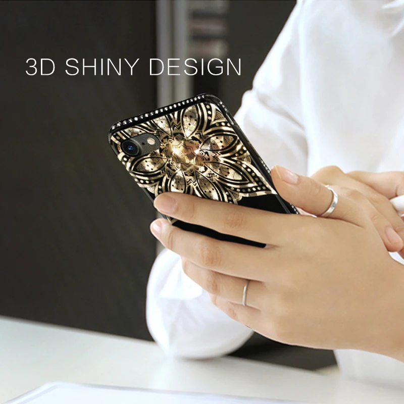 2017 New Design Imd Tpu Case Luxury Mobile Phone Cases Black Crystal Bling Phone Cases Uk For