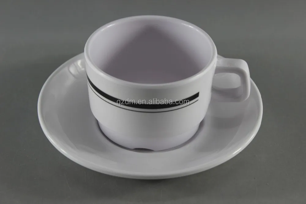 White Melamine Coffee Cup And Saucer set